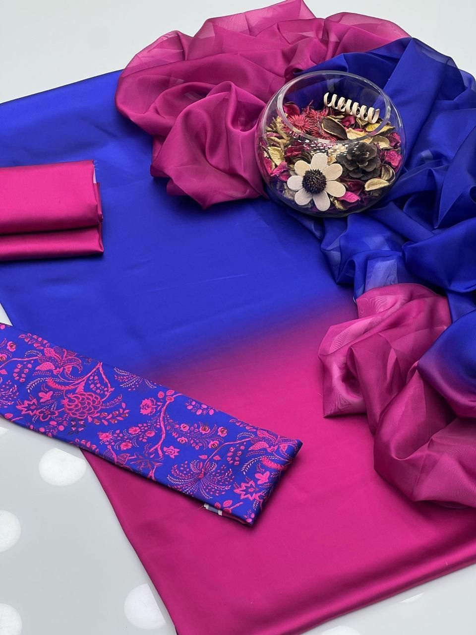 Shamoze Silk Digital Tye ‘N’ Dye 3pc Unstitched Suit - 152