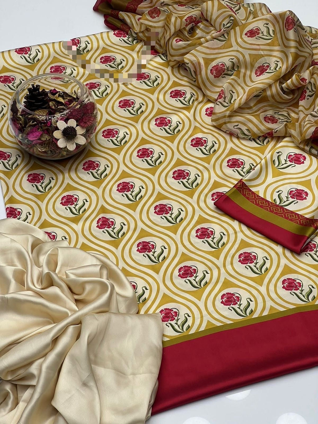 DIGITAL PRINT 3PC SILK UNSTITCHED SUIT 103