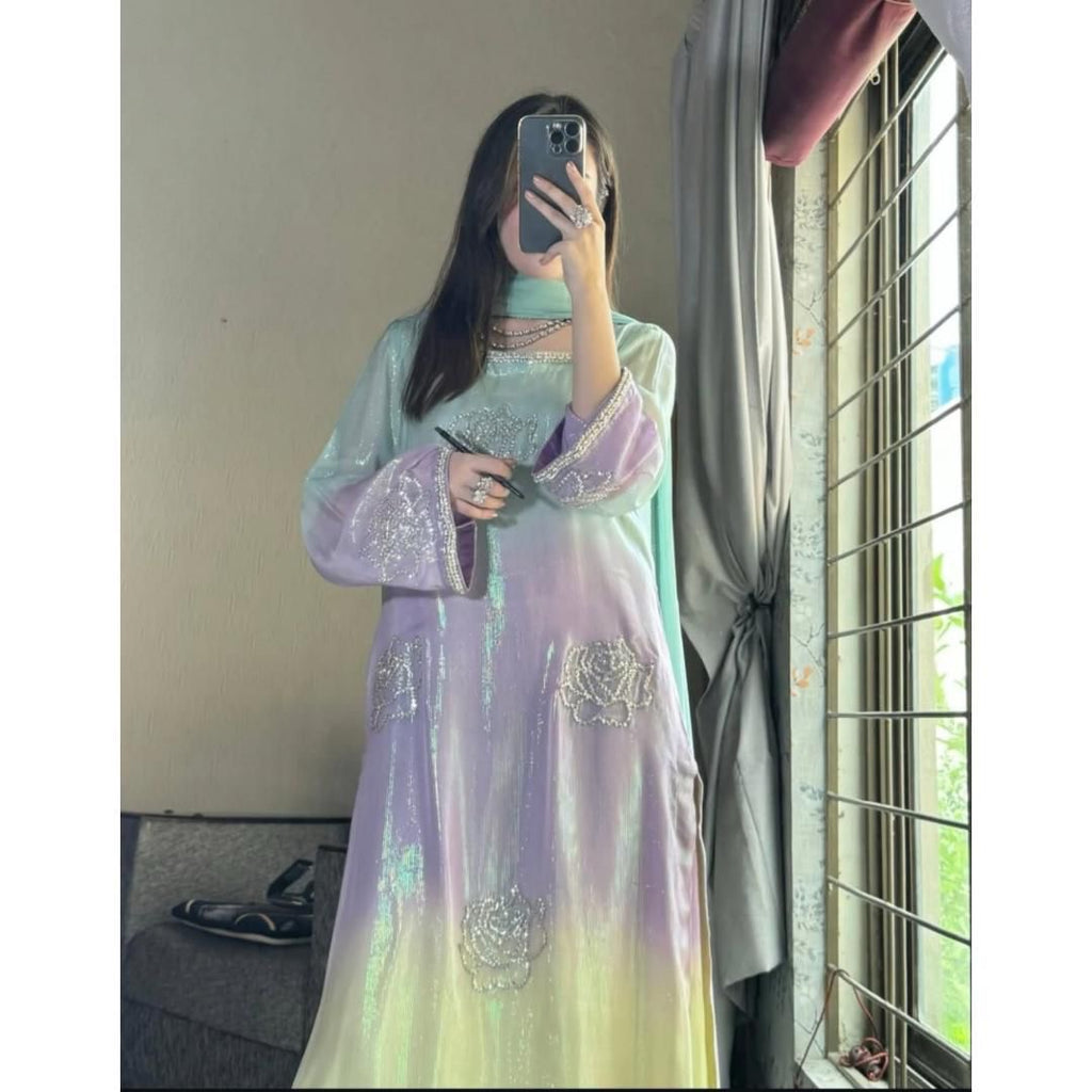 DIGITAL PRINT 3PC SILK UNSTITCHED SUIT 125