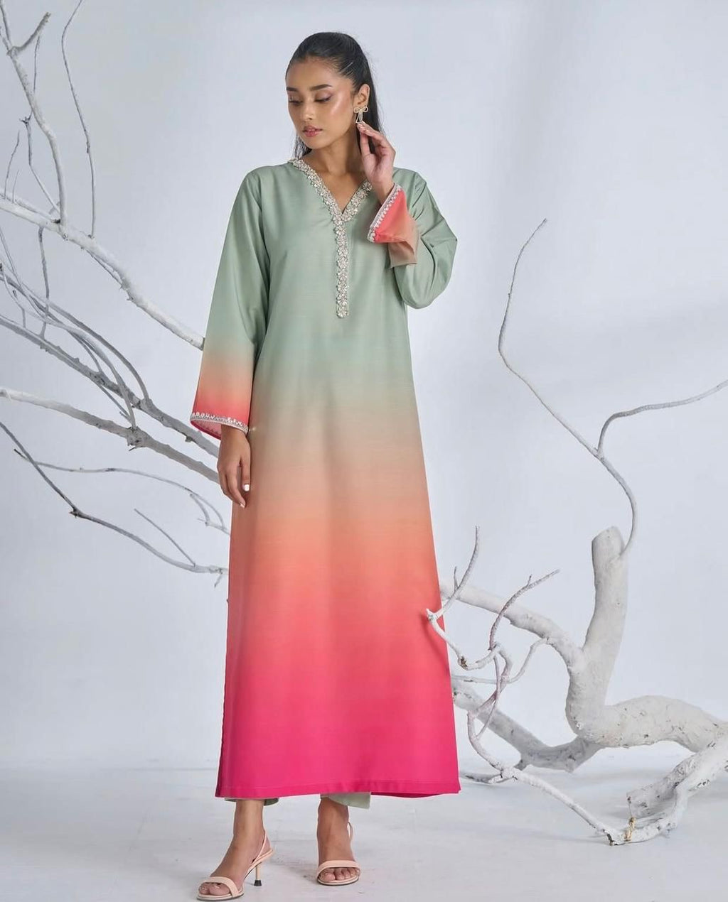 Shamoze Silk Digital Tye ‘N’ Dye 3pc Unstitched Suit - 03