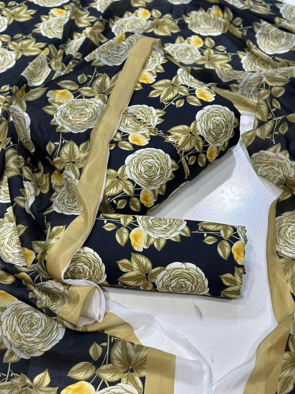 Digital Printed 3 Piece Swiss With Silk Dupatta Collection 56