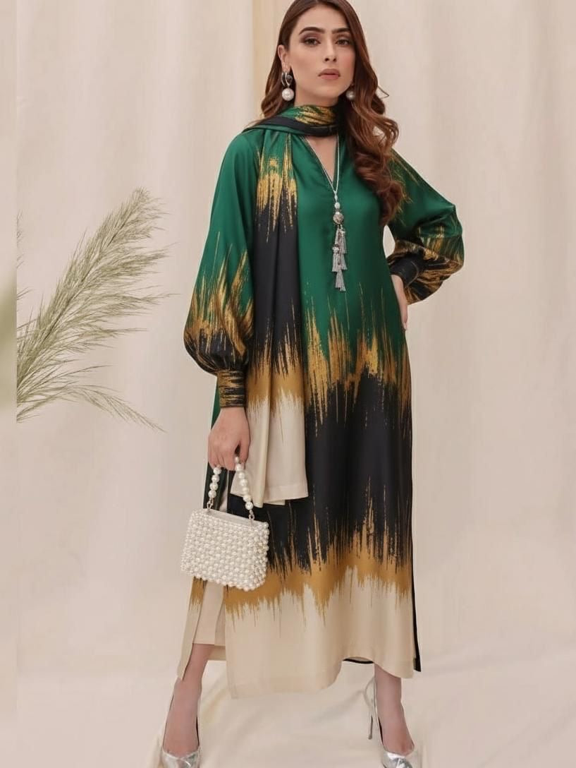 DIGITAL PRINT 3PC SILK UNSTITCHED SUIT 120
