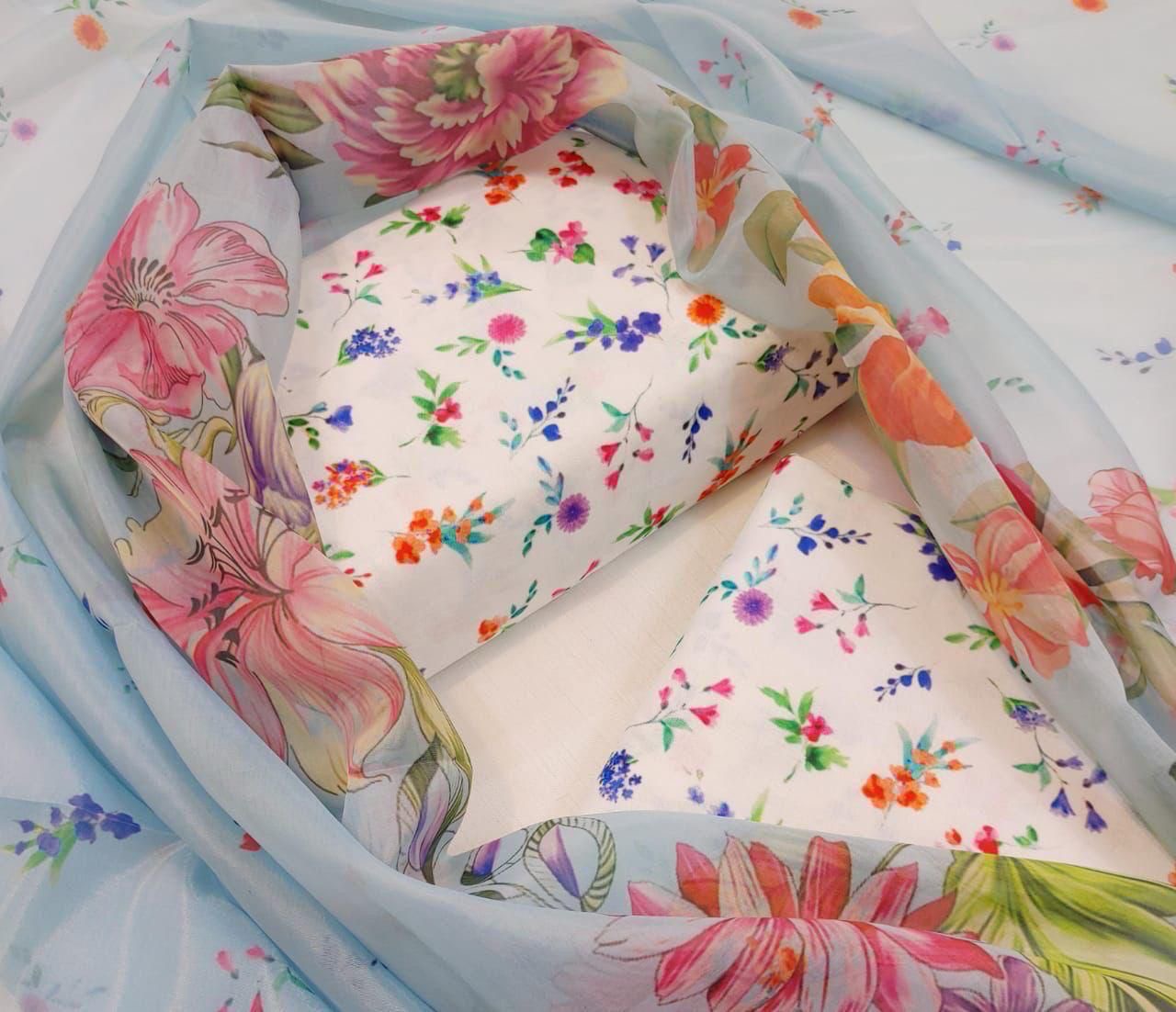 Digital Printed 3 Piece Swiss With Silk Dupatta Collection 55