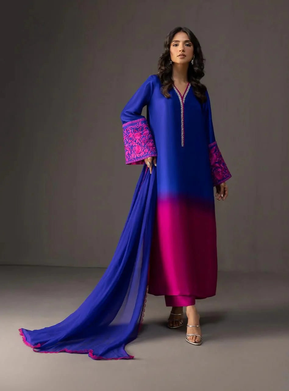 Shamoze Silk Digital Tye ‘N’ Dye 3pc Unstitched Suit - 152
