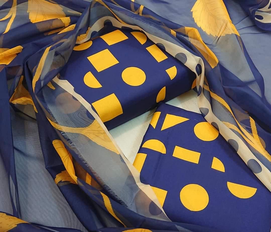 Digital Printed 3 Piece Swiss With Silk Dupatta Collection 54