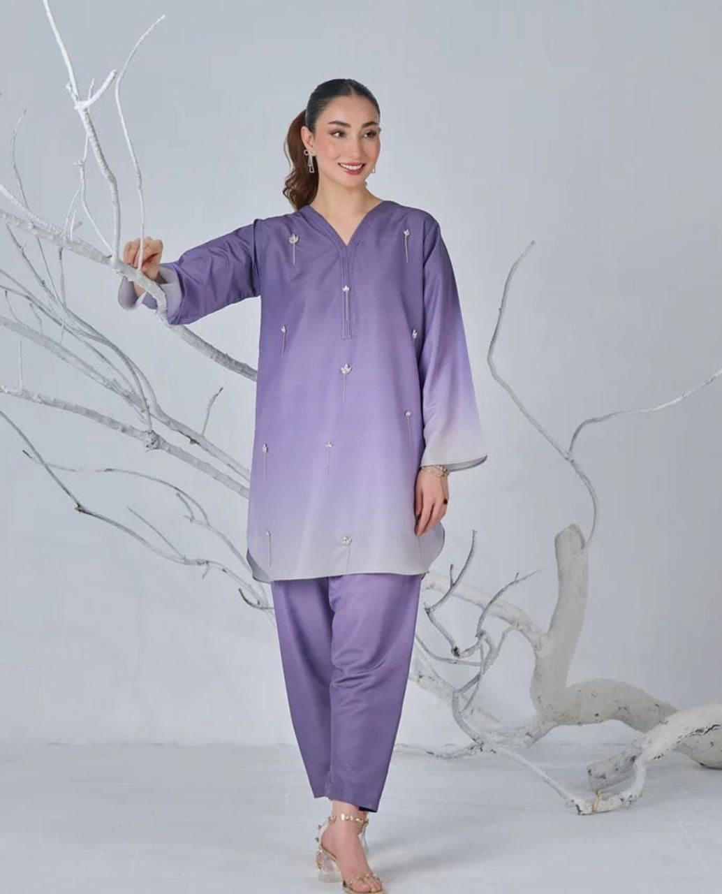 Shamoze Silk Digital Tye ‘N’ Dye 3pc Unstitched Suit - 05