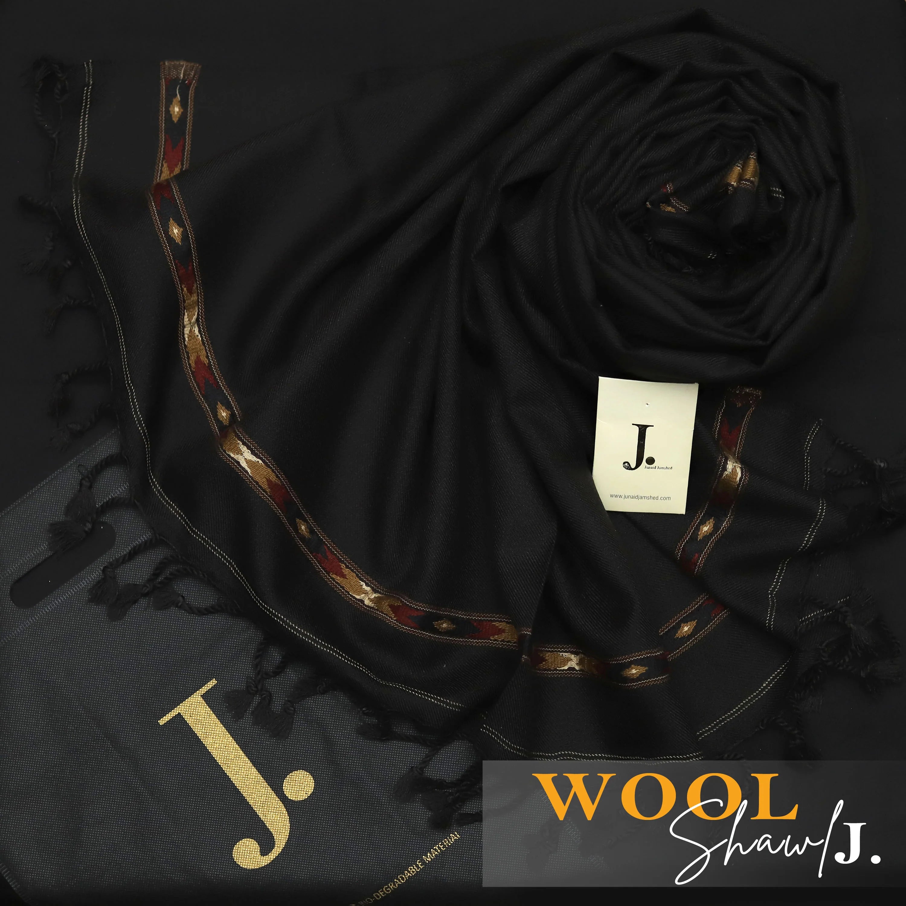 J. Exclusive Wool Shawl BLACK