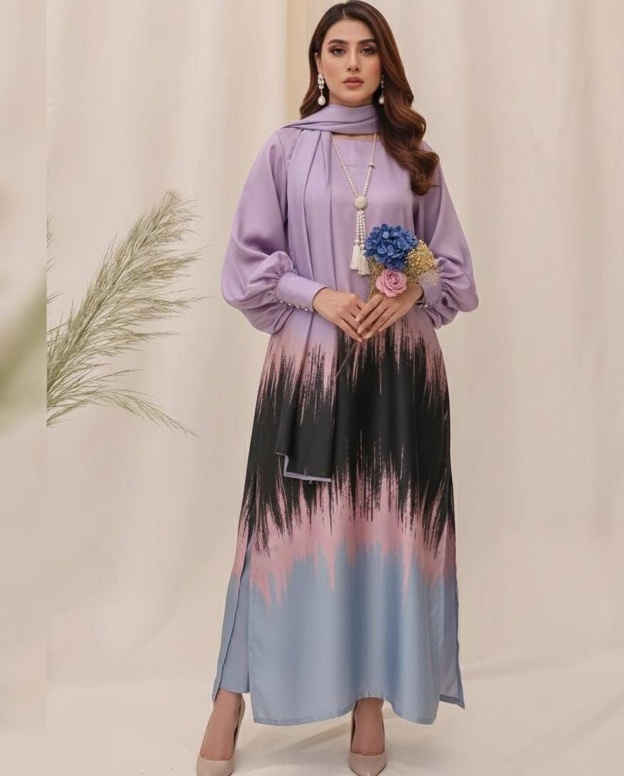 DIGITAL PRINT 3PC SILK UNSTITCHED SUIT 118