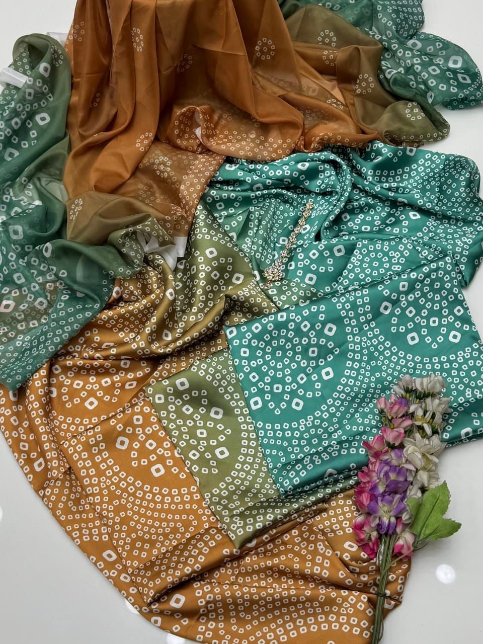 DIGITAL PRINT 3PC SILK UNSTITCHED SUIT 107