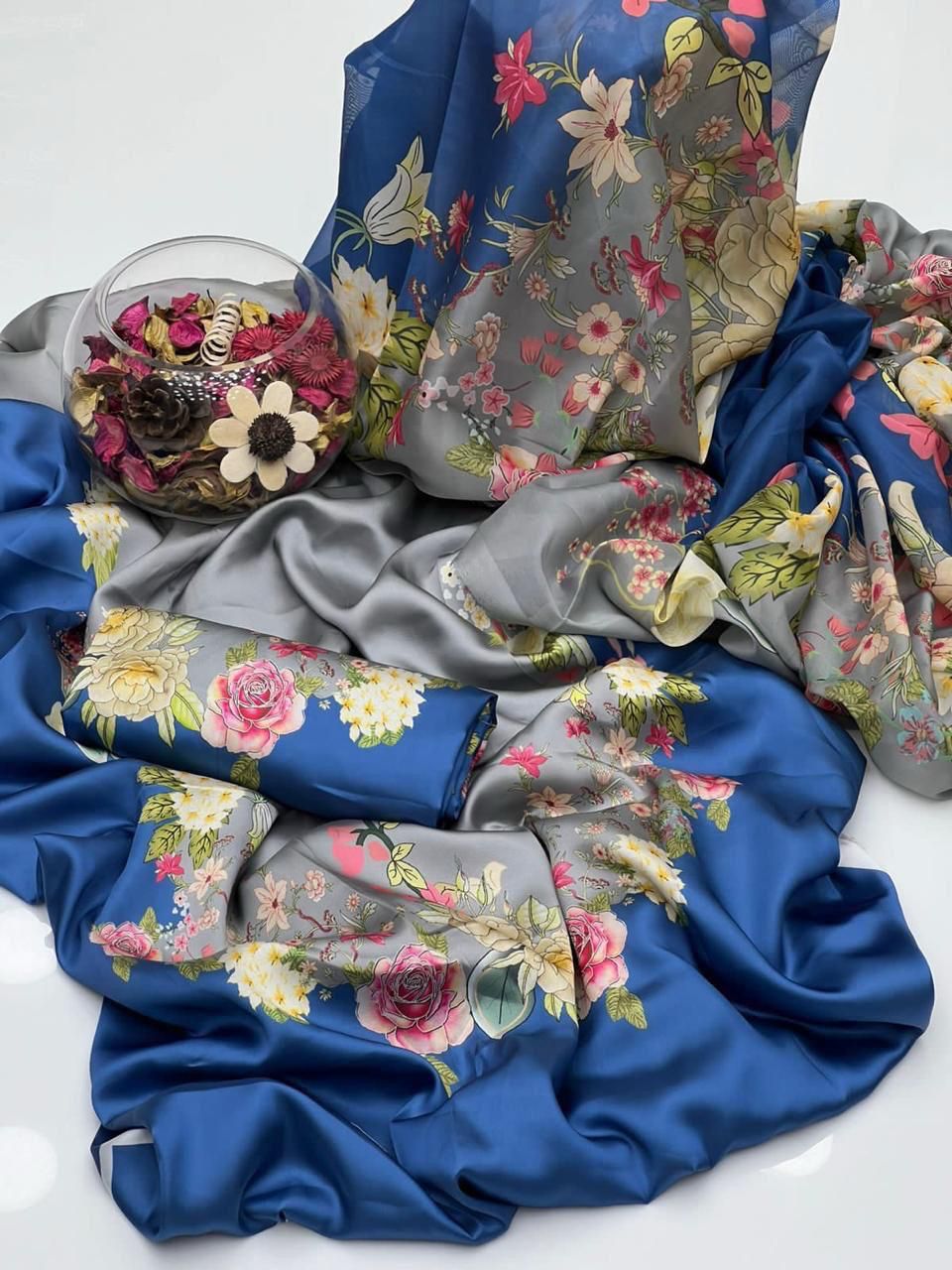 DIGITAL PRINT 3PC SILK UNSTITCHED SUIT - 114