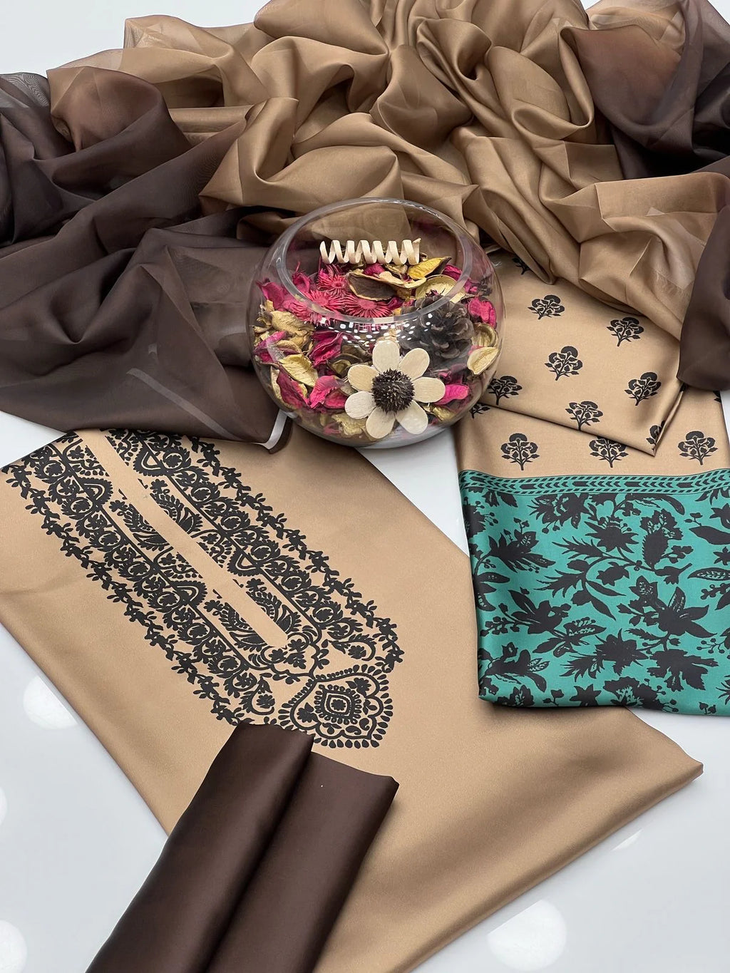 Shamoze Silk Digital Tye ‘N’ Dye 3pc Unstitched Suit - 150 50