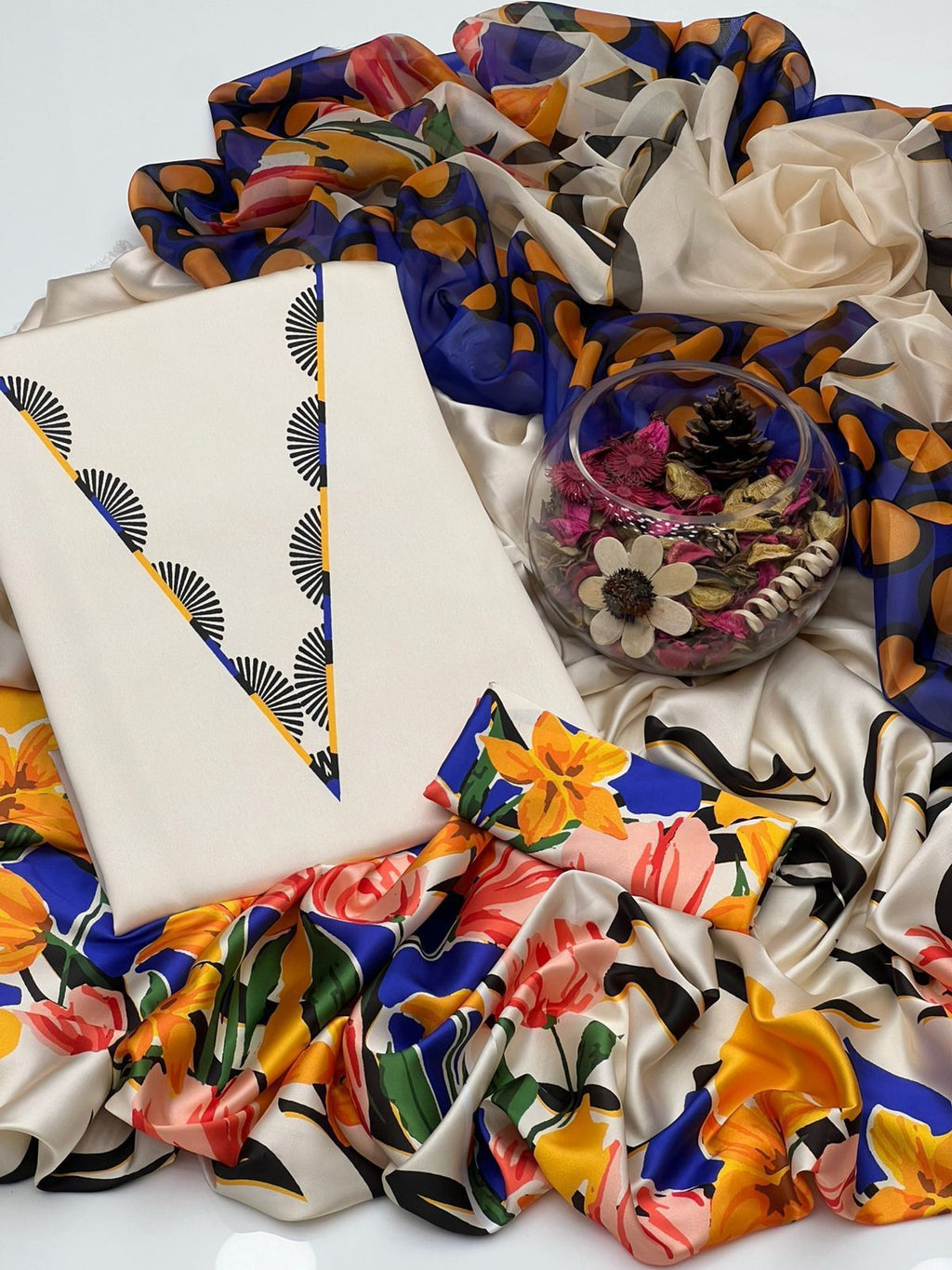 DIGITAL PRINT 3PC SILK UNSTITCHED SUIT 92