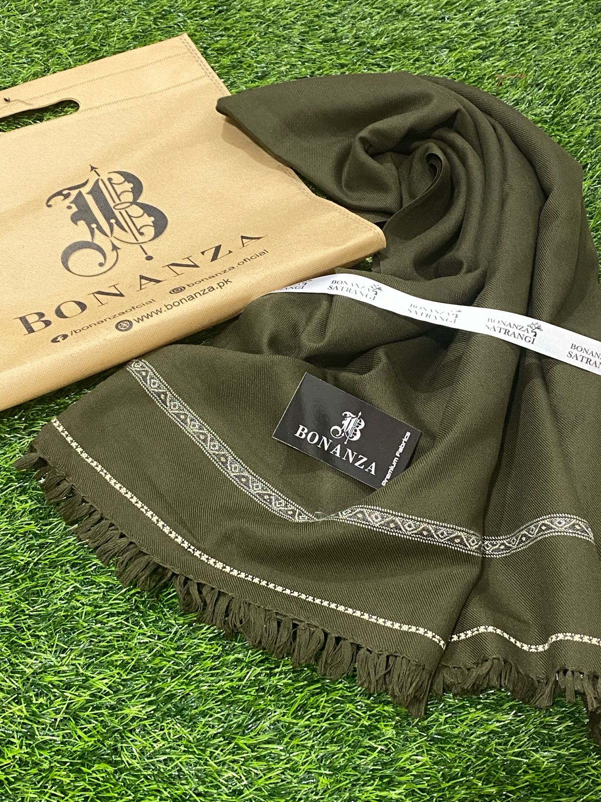 Bonanza Satrangi Mens Winter Shawl ♦️♦️ 11 Olive Green