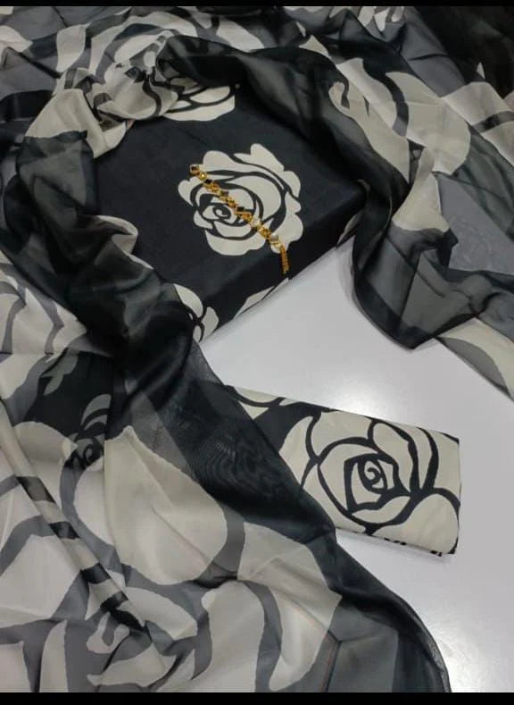 Digital Printed 3 Piece Swiss With Silk Dupatta Collection 44