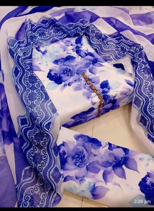 Digital Printed 3 Piece Swiss With Silk Dupatta Collection 46
