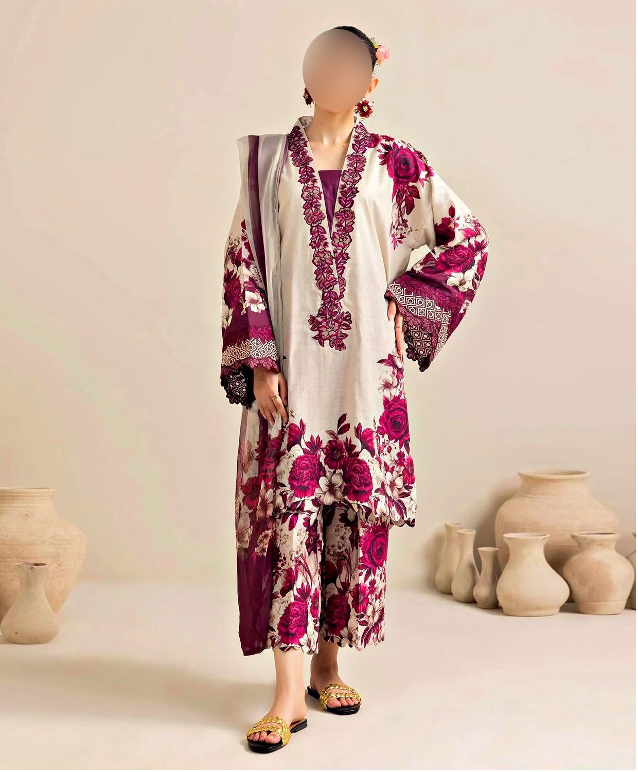 DIGITAL PRINT 3PC SILK UNSTITCHED SUIT 09