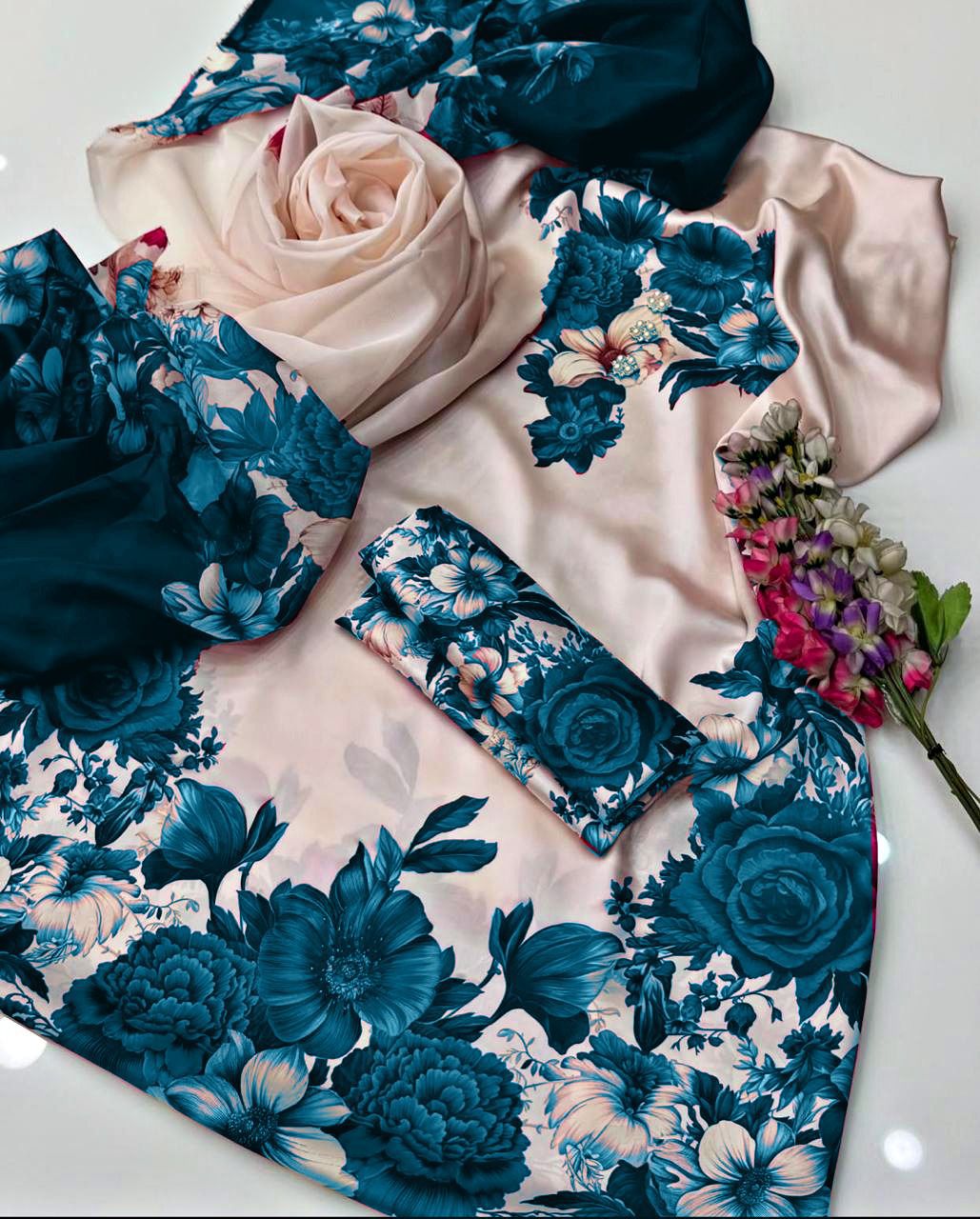 DIGITAL PRINT 3PC SILK UNSTITCHED SUIT 07