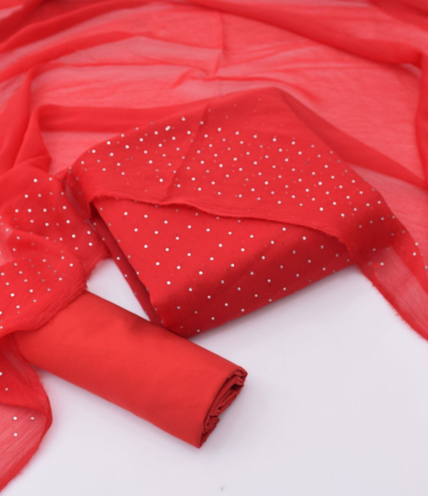 Stone Shifoon 3-Piece Suit - Red