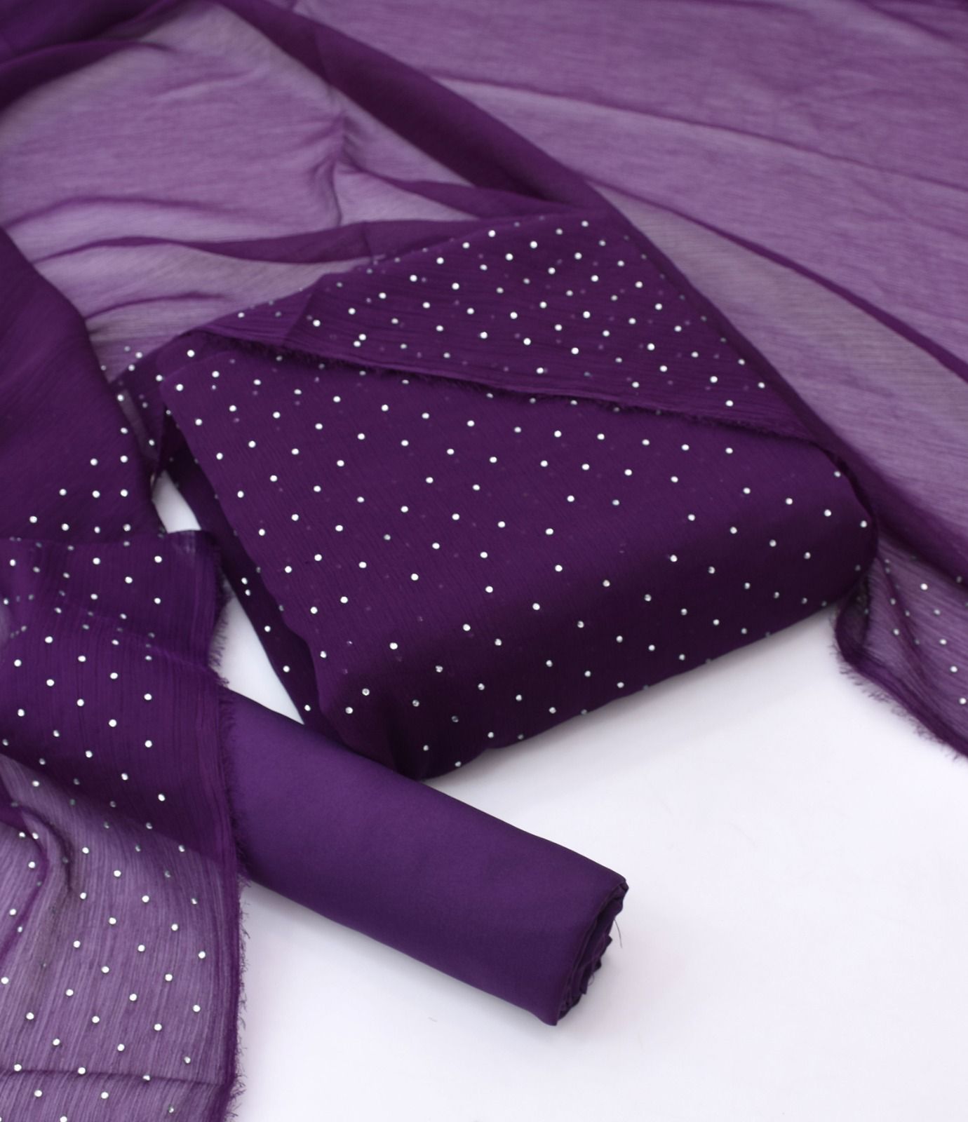 Stone Shifoon 3-Piece Suit - Deep Purple