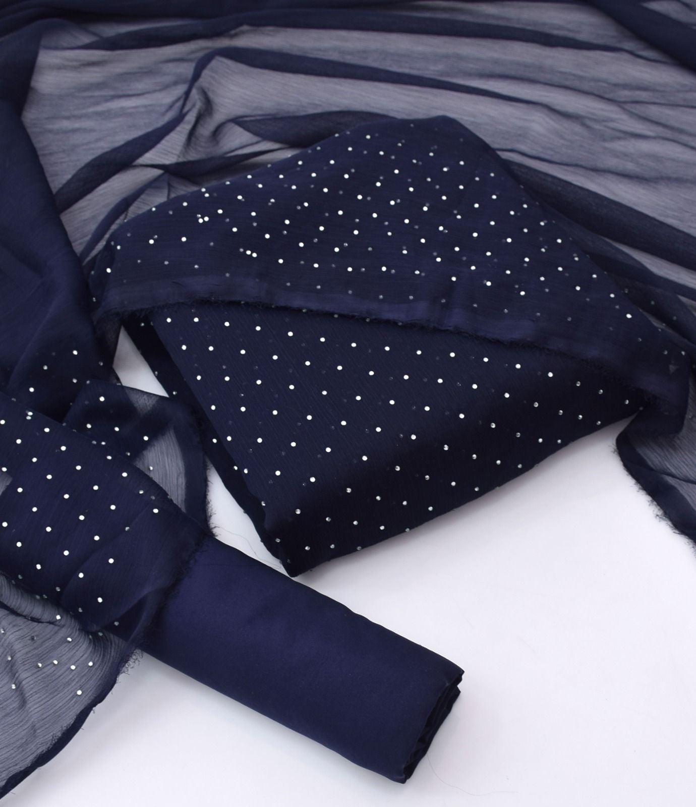 Stone Shifoon 3-Piece Suit - Navy Blue