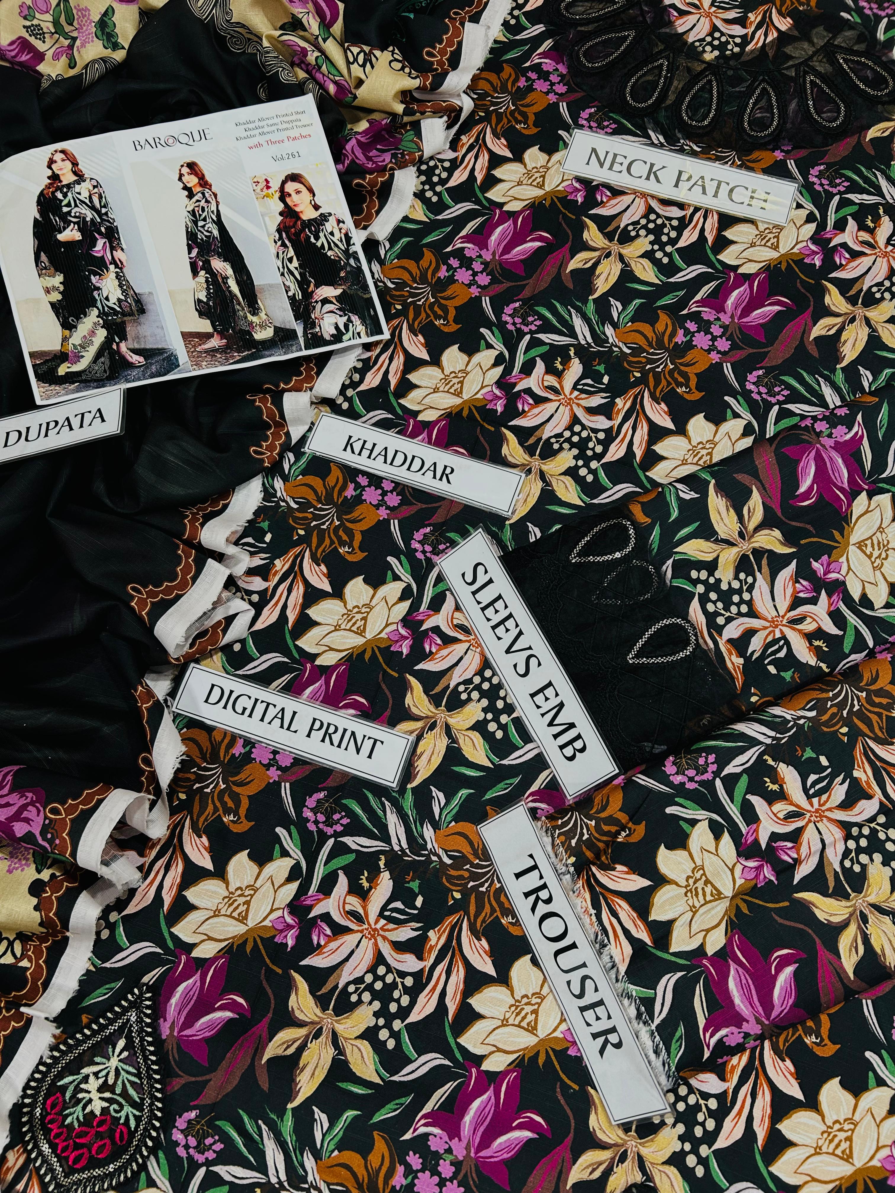 BAROQUE KHADDAR 3PC WITH EMBROIDERED PATCHES 01