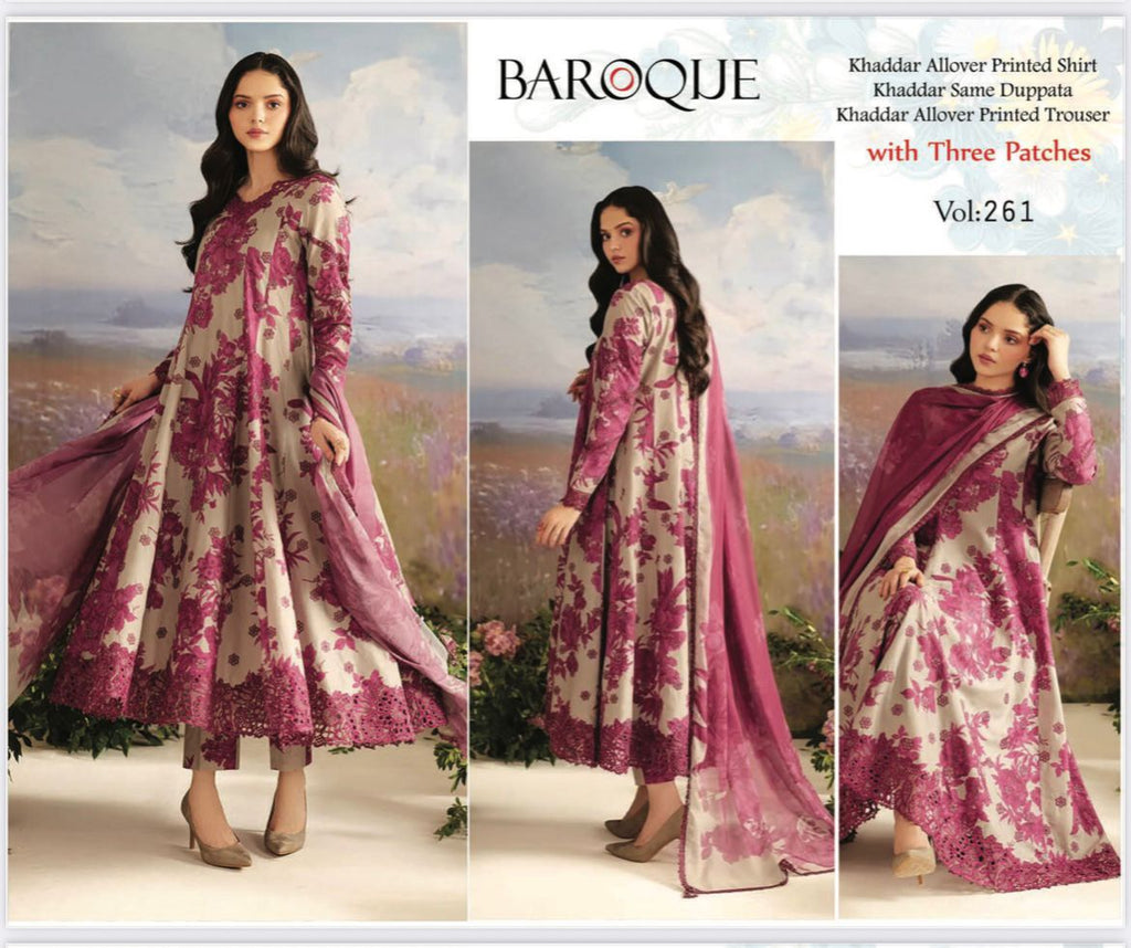BAROQUE KHADDAR 3PC WITH EMBROIDERED PATCHES 02