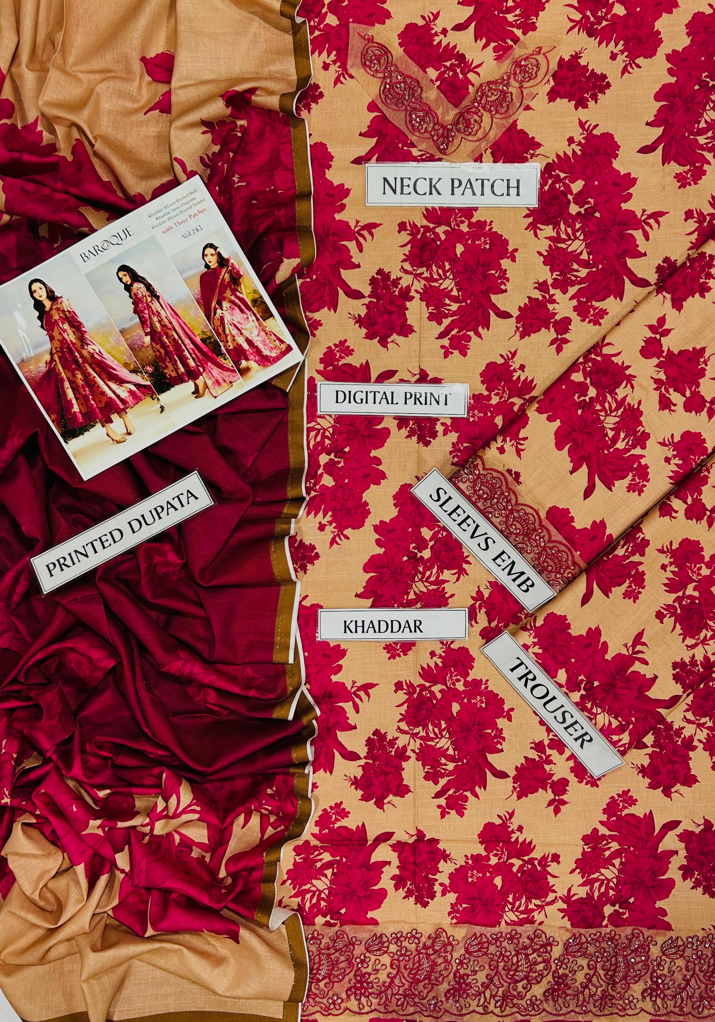 BAROQUE KHADDAR 3PC WITH EMBROIDERED PATCHES 02