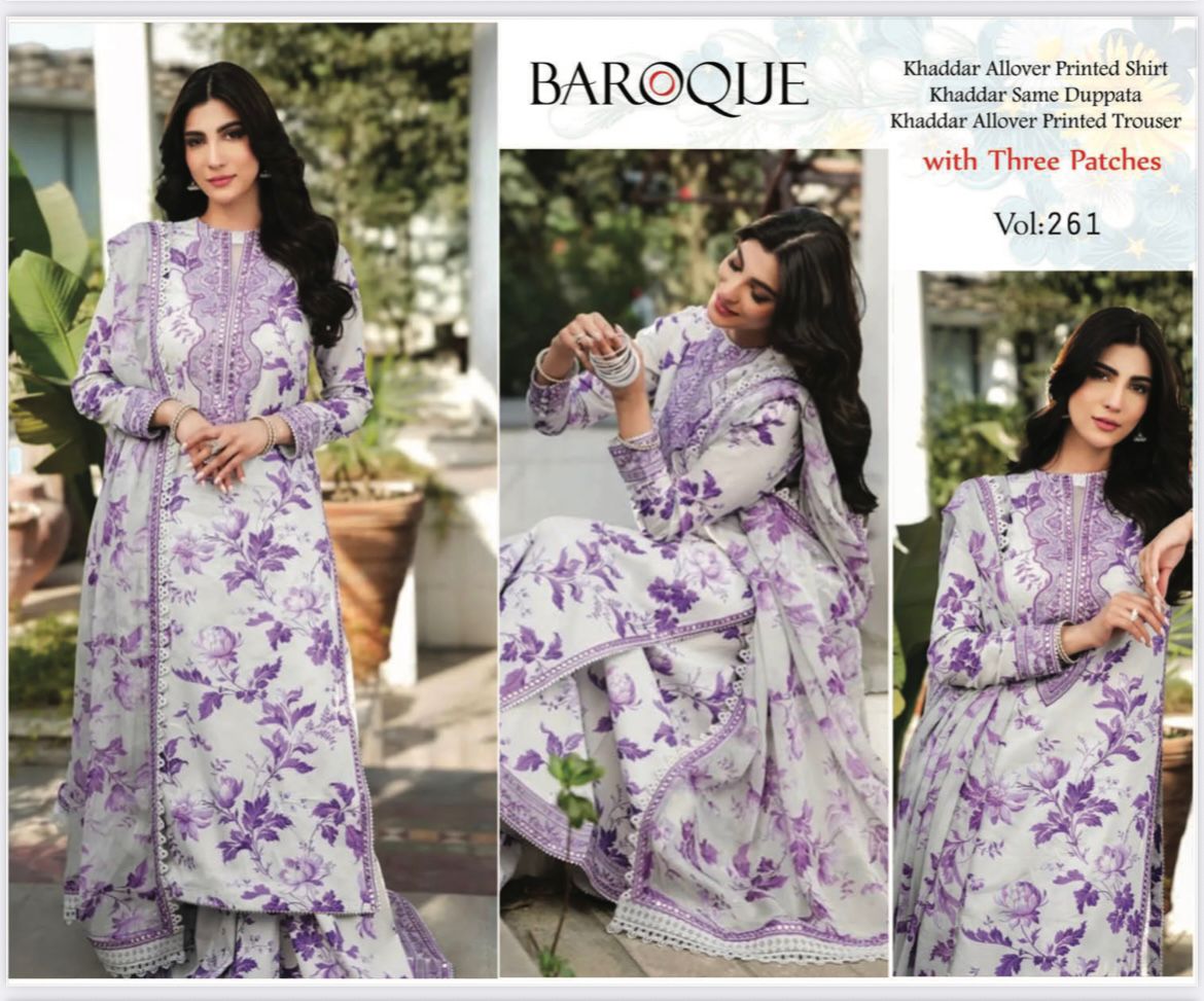 BAROQUE KHADDAR 3PC WITH EMBROIDERED PATCHES 03