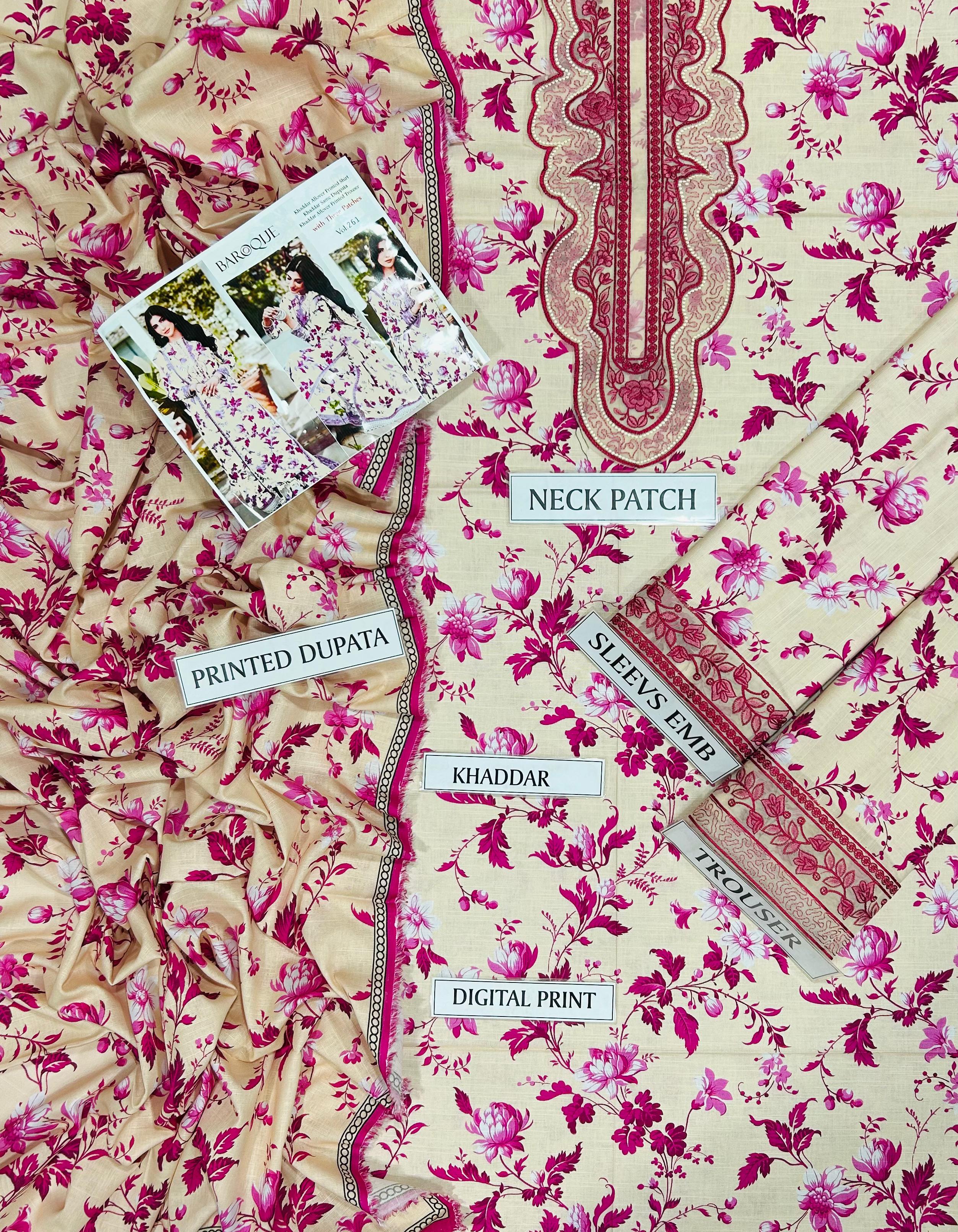 BAROQUE KHADDAR 3PC WITH EMBROIDERED PATCHES 03