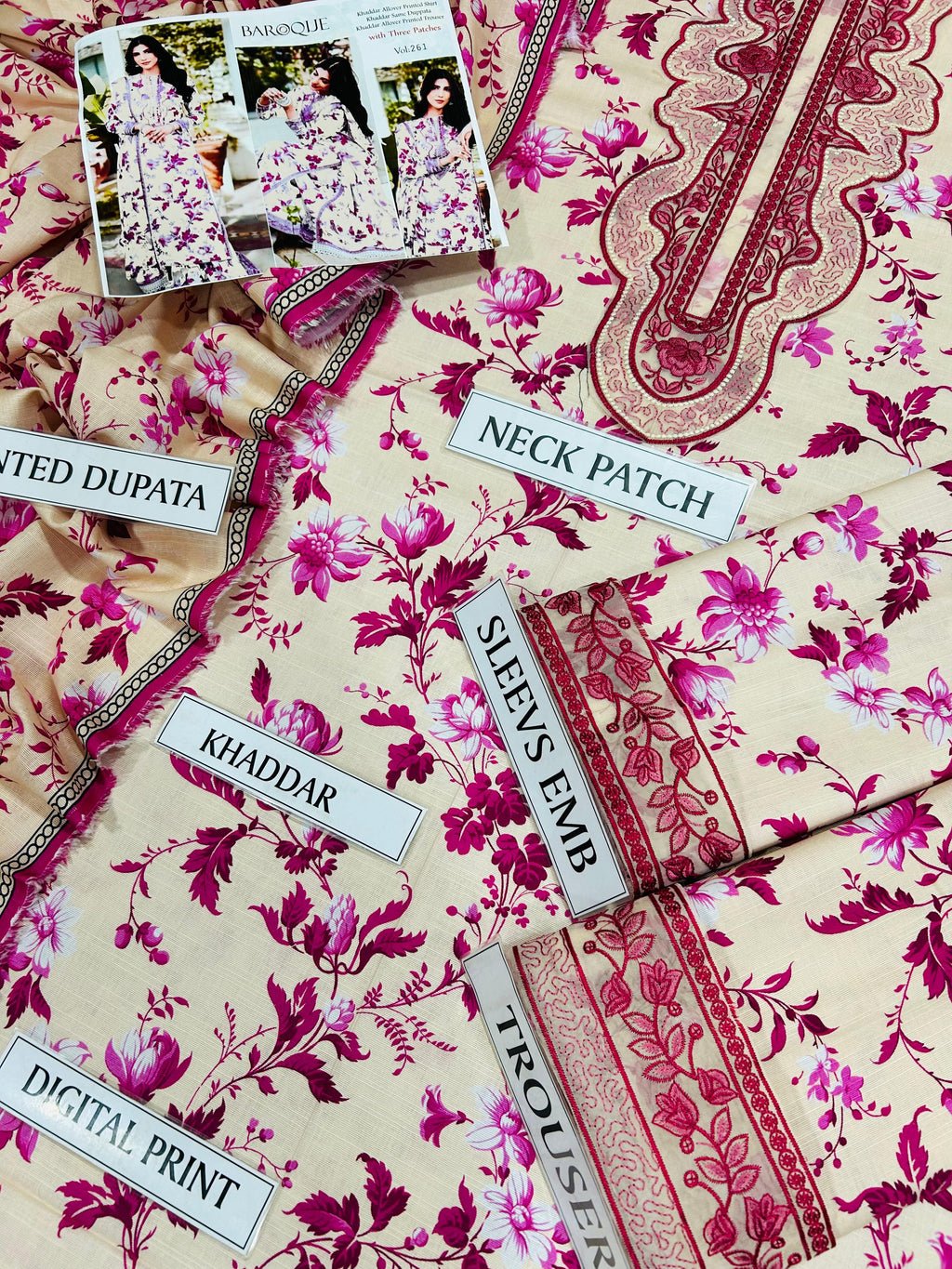 BAROQUE KHADDAR 3PC WITH EMBROIDERED PATCHES 03