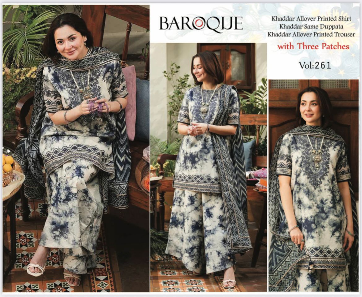 BAROQUE KHADDAR 3PC WITH EMBROIDERED PATCHES 05