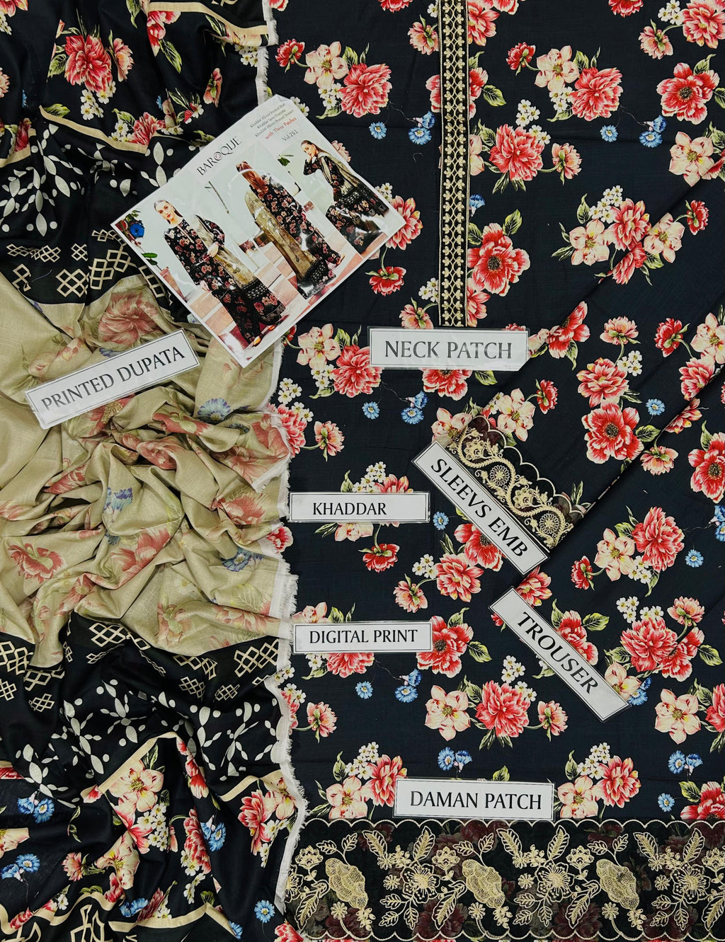 BAROQUE KHADDAR 3PC WITH EMBROIDERED PATCHES 06