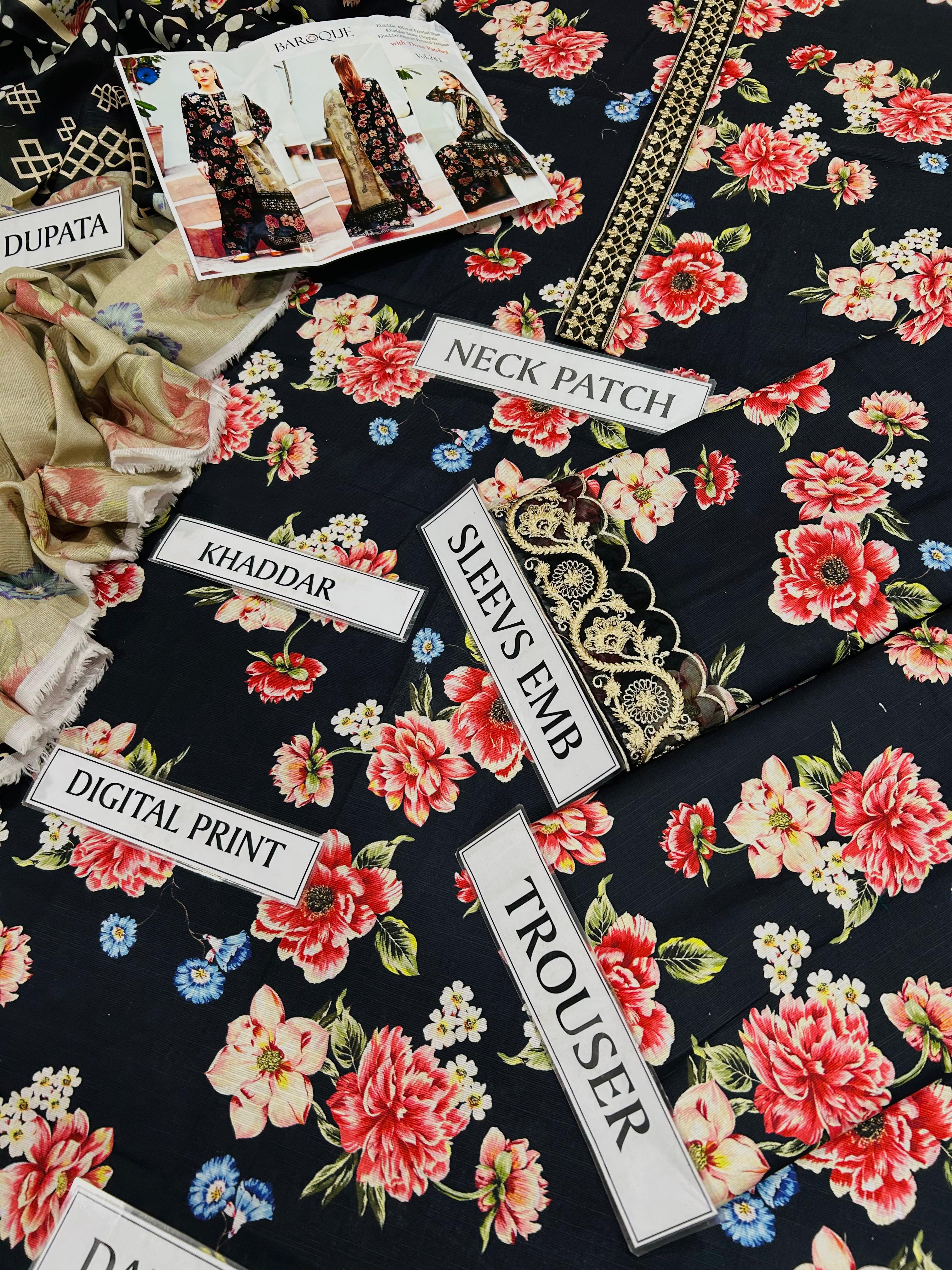 BAROQUE KHADDAR 3PC WITH EMBROIDERED PATCHES 06