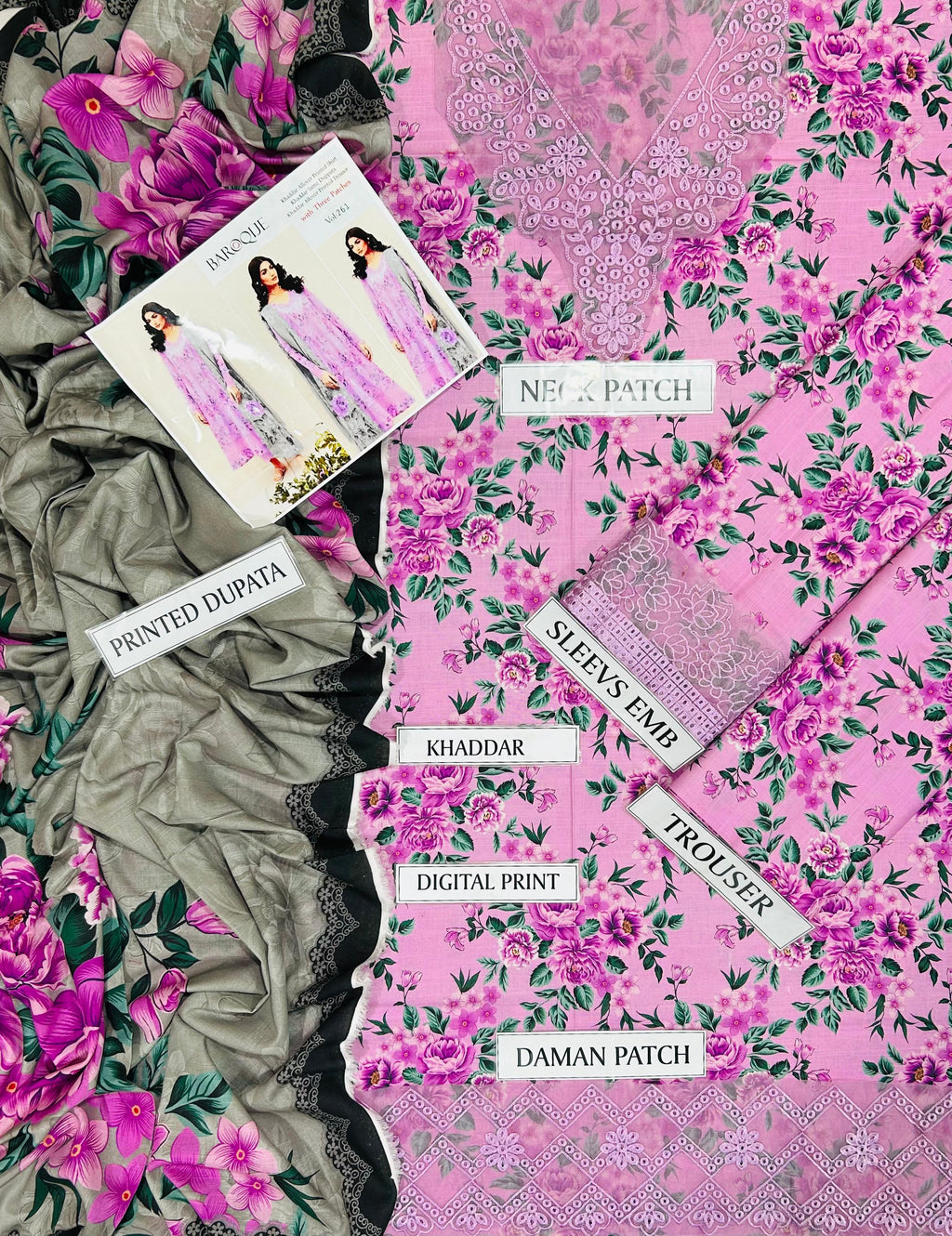 BAROQUE KHADDAR 3PC WITH EMBROIDERED PATCHES 08