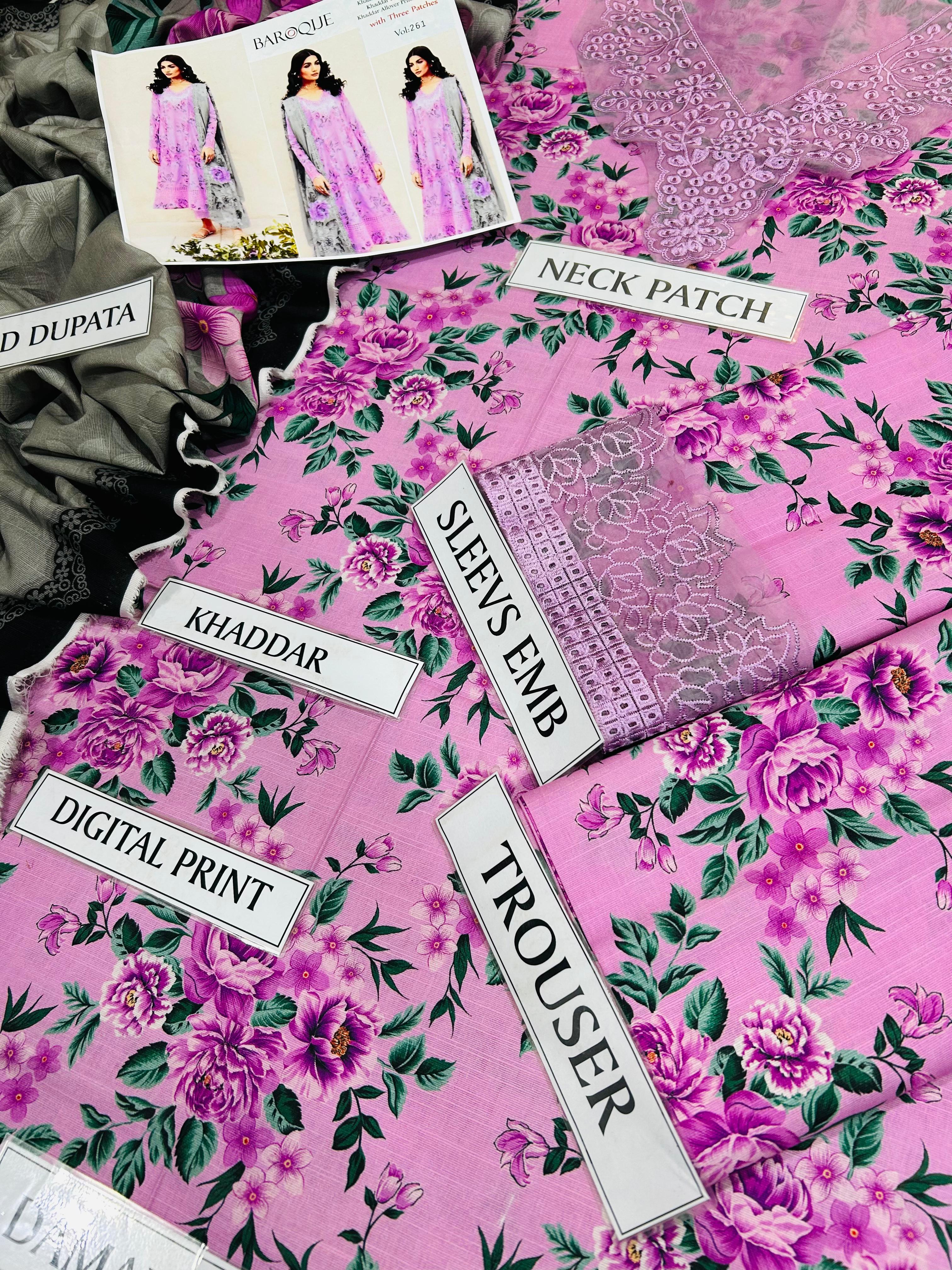 BAROQUE KHADDAR 3PC WITH EMBROIDERED PATCHES 08