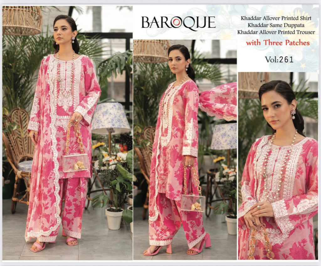 BAROQUE KHADDAR 3PC WITH EMBROIDERED PATCHES 10