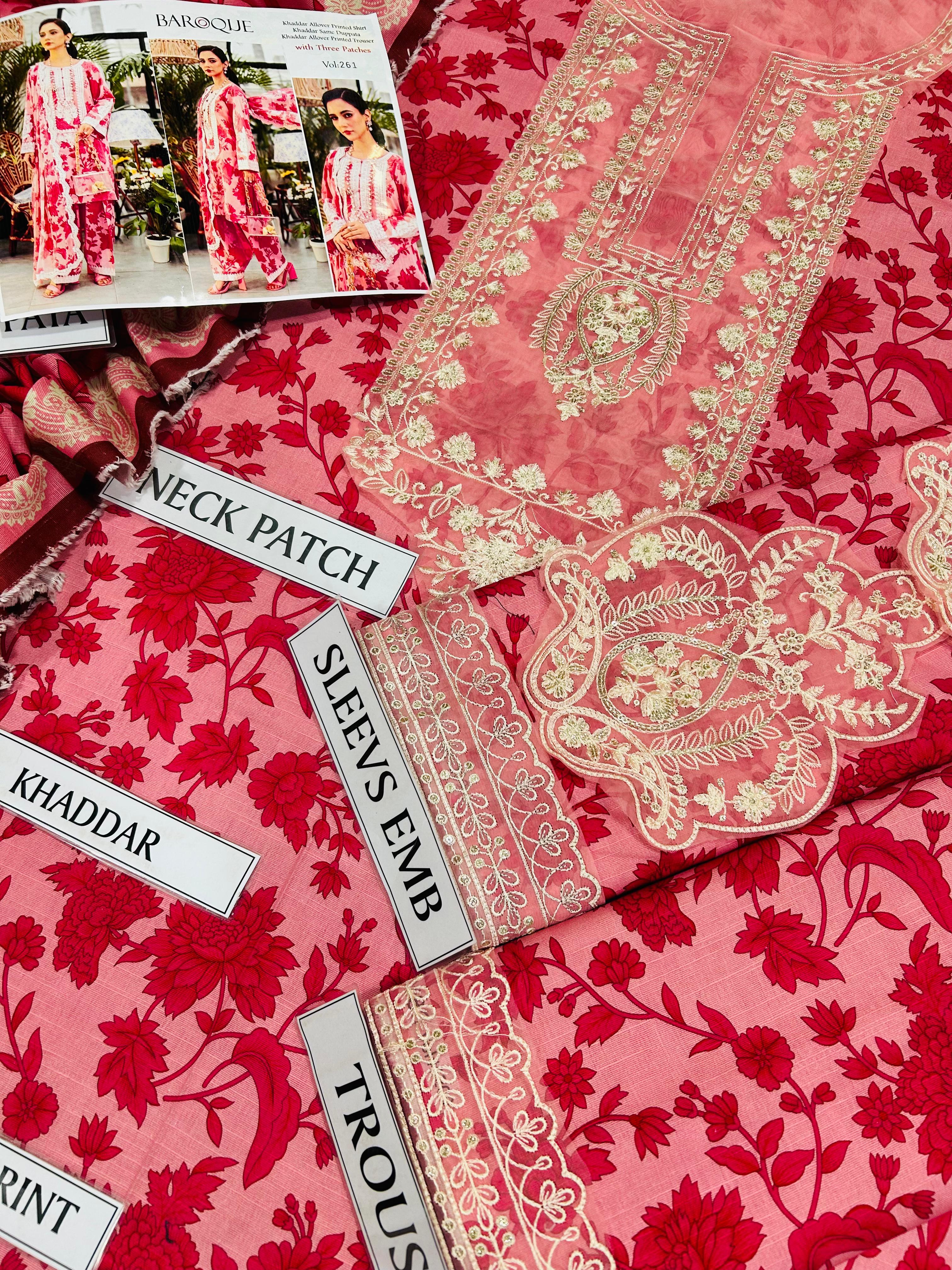 BAROQUE KHADDAR 3PC WITH EMBROIDERED PATCHES 10