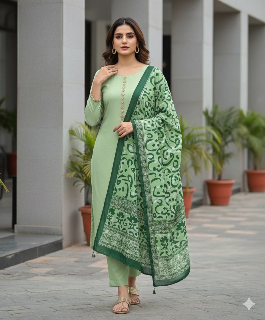 Katan Silk Calligraphy Suit 3pc