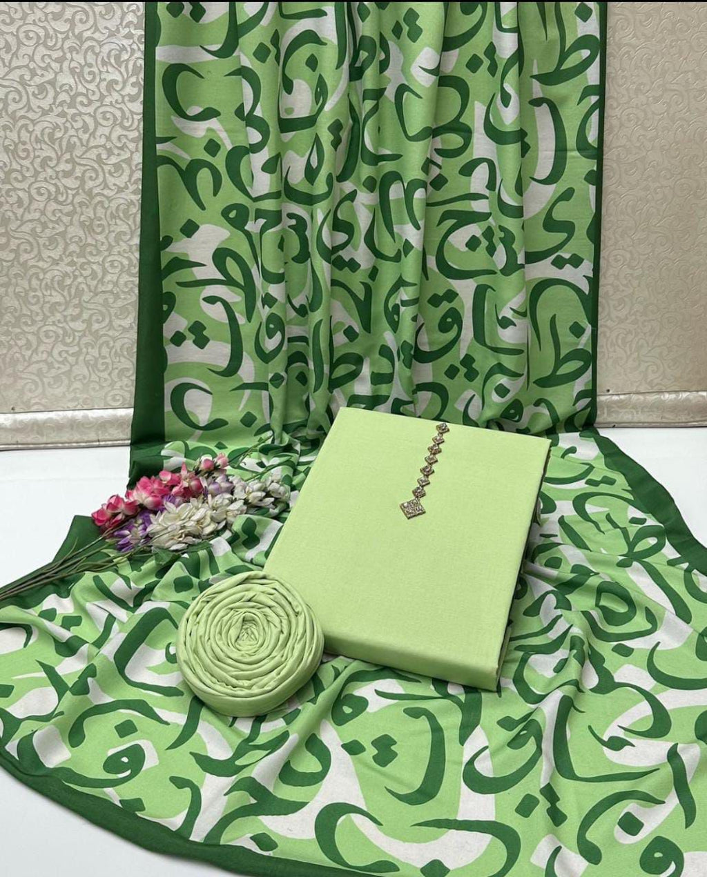 Katan Silk Calligraphy Suit 3pc