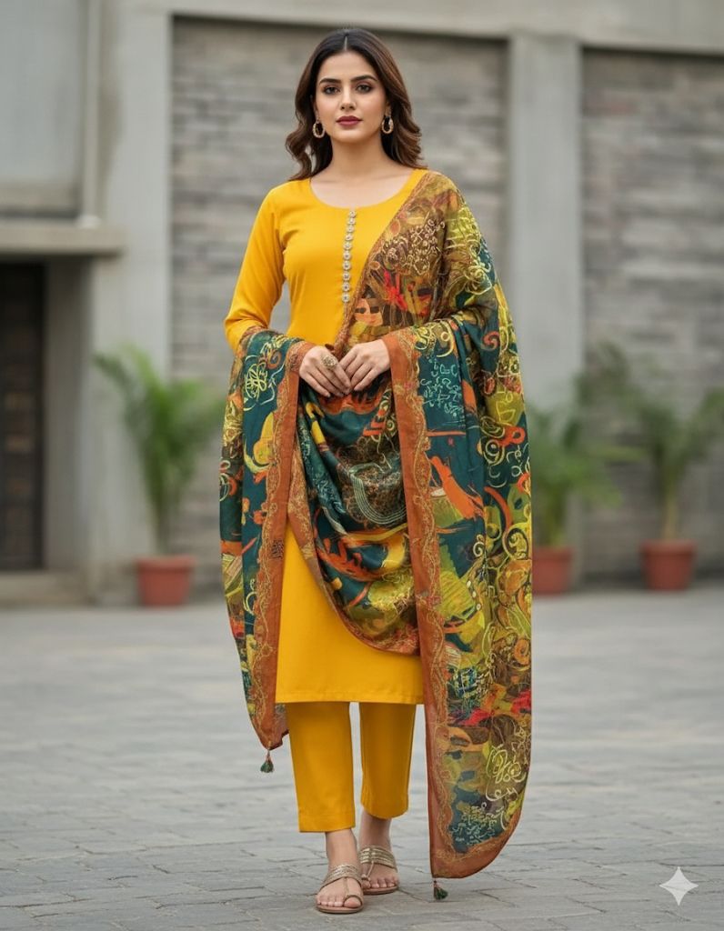 Katan Silk Calligraphy Suit 3pc