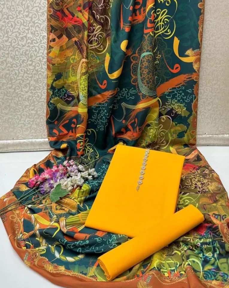 Katan Silk Calligraphy Suit 3pc