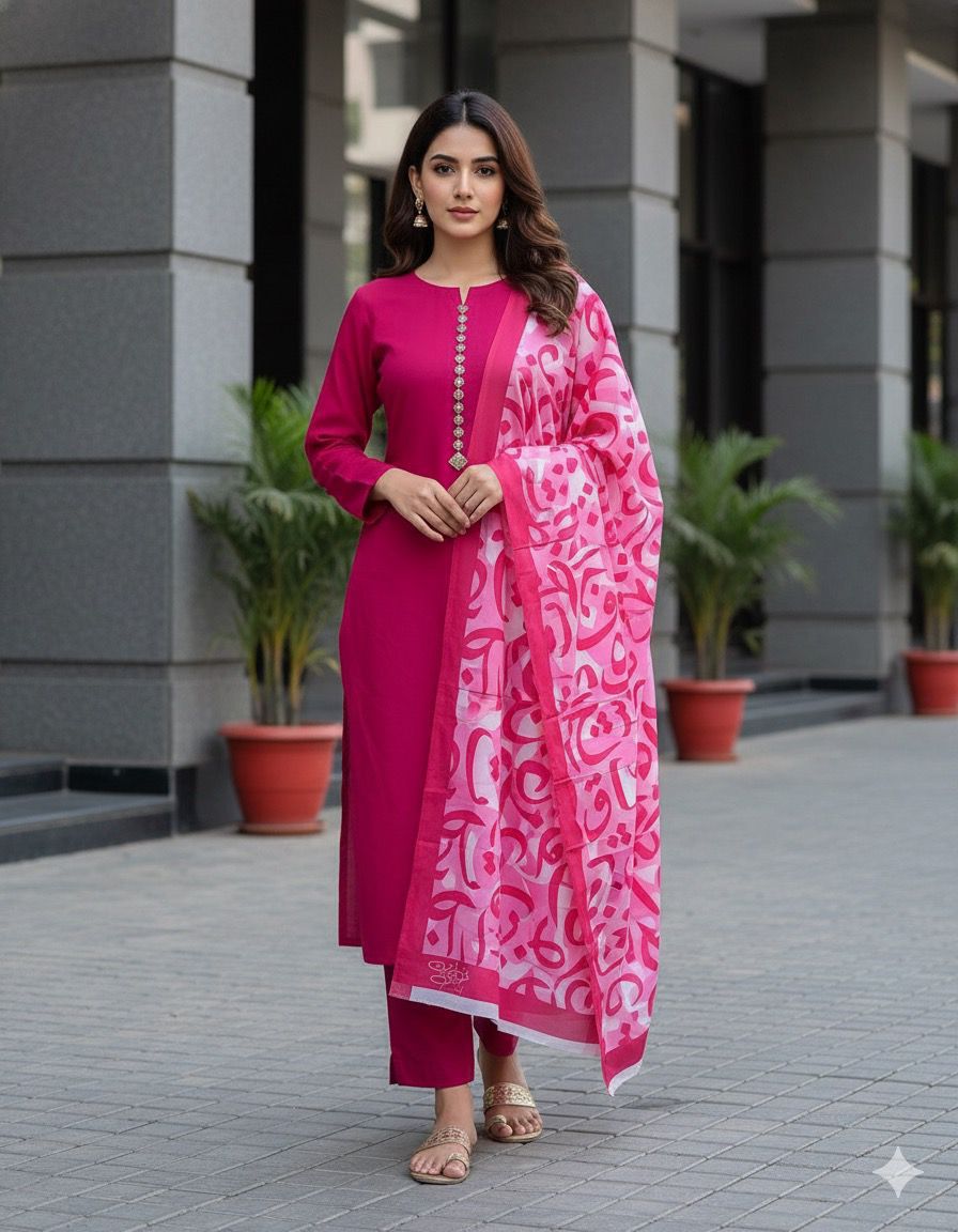 Katan Silk Calligraphy Suit 3pc