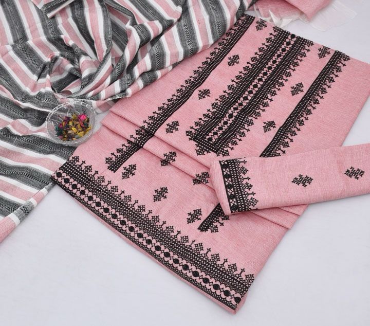3pc Unstitched Khadi Khaddar Embroidered Suit