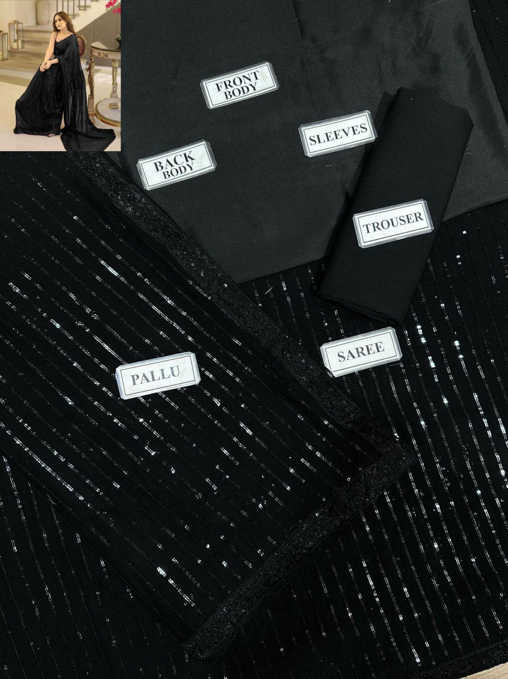 Semi-Pure Chiffon Sequence Saree