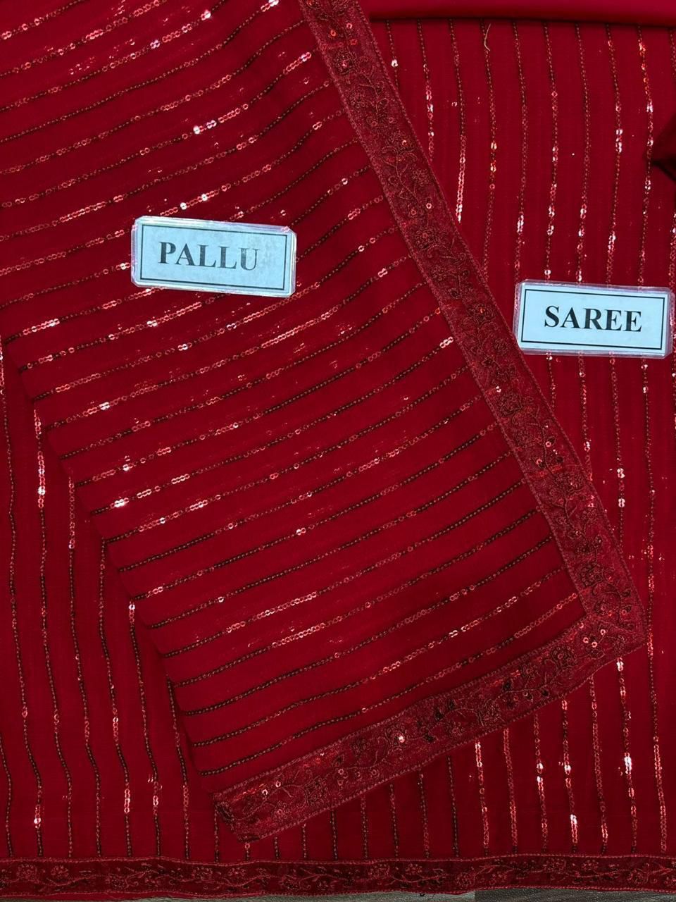 Semi-Pure Chiffon Sequence Saree