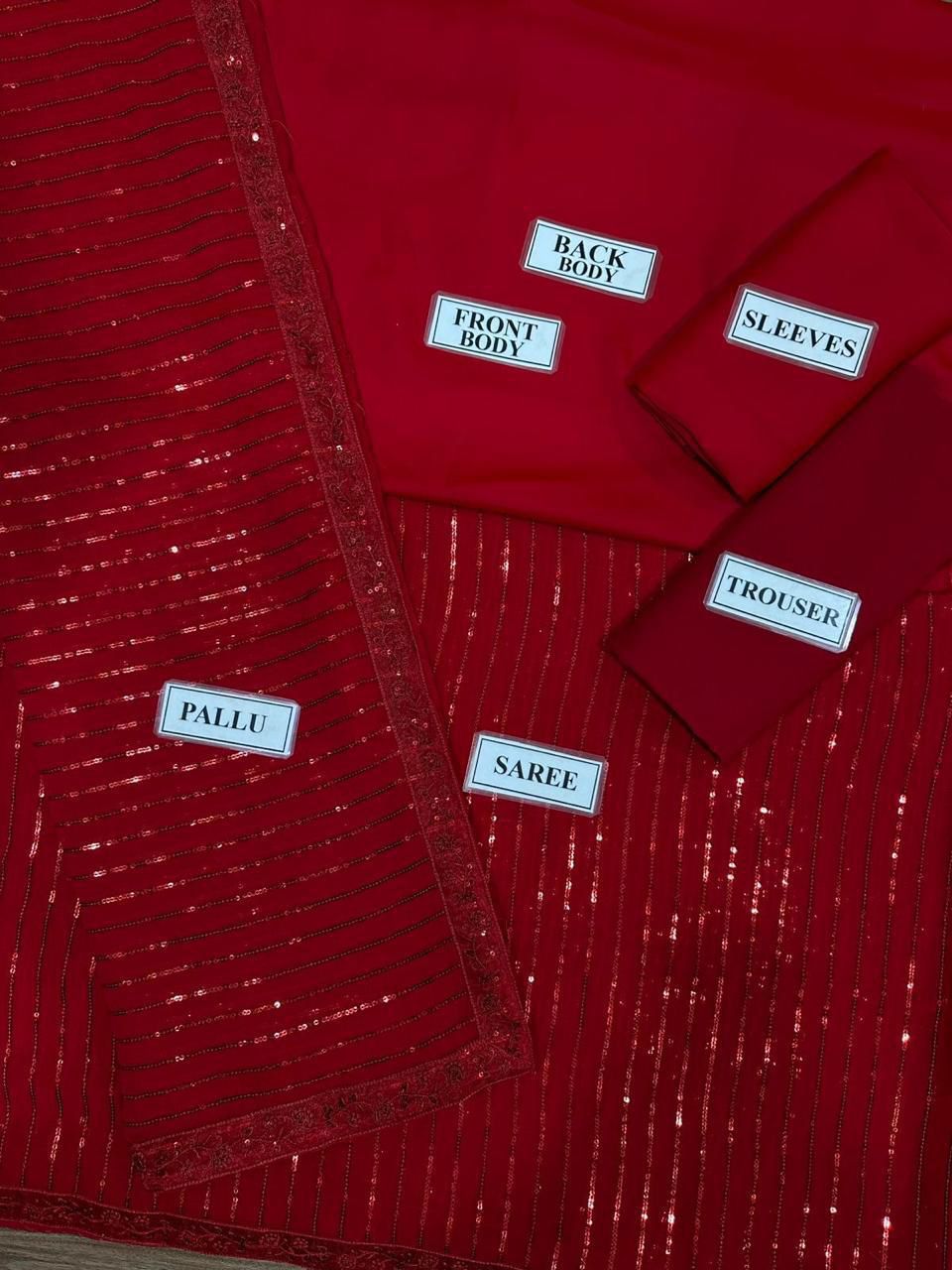 Semi-Pure Chiffon Sequence Saree