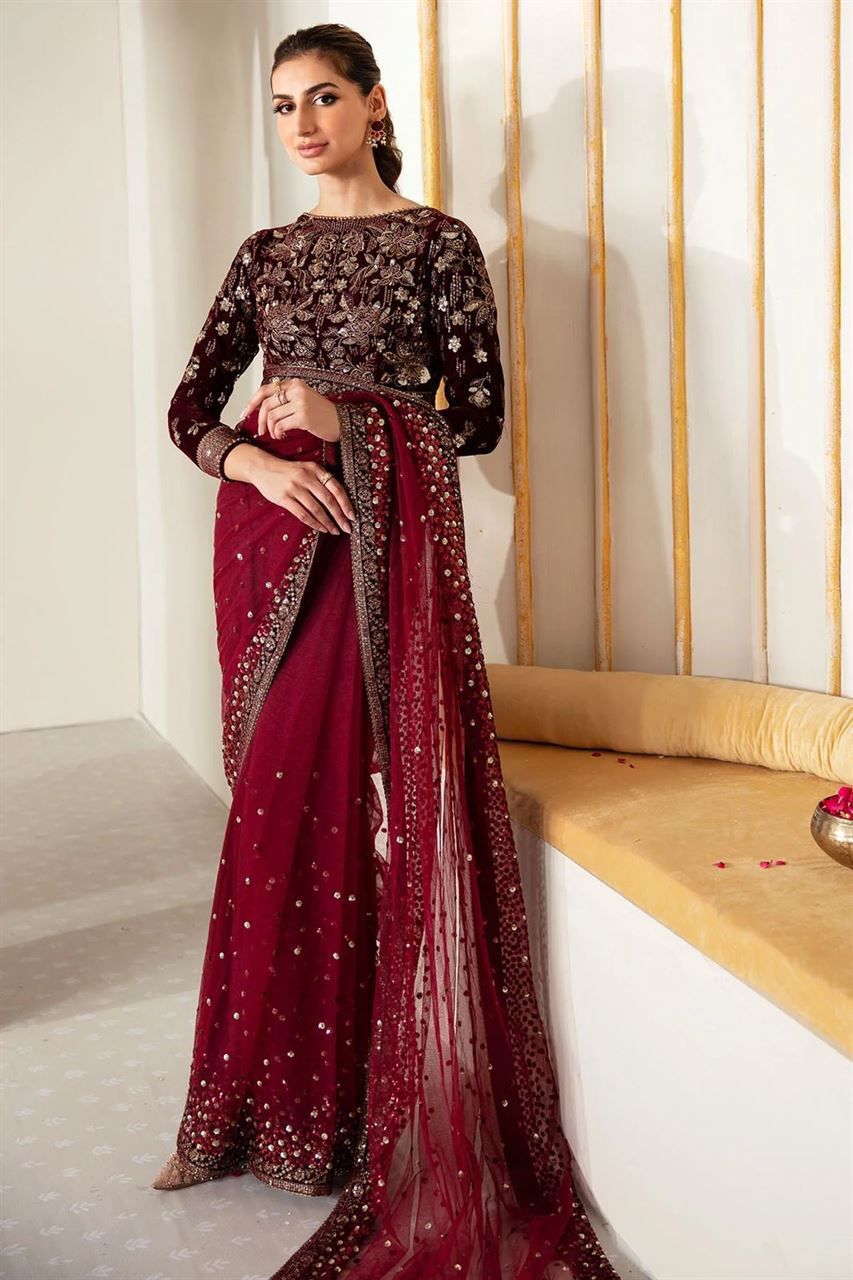 JAZMIN Inspired Velvet & Net Saree