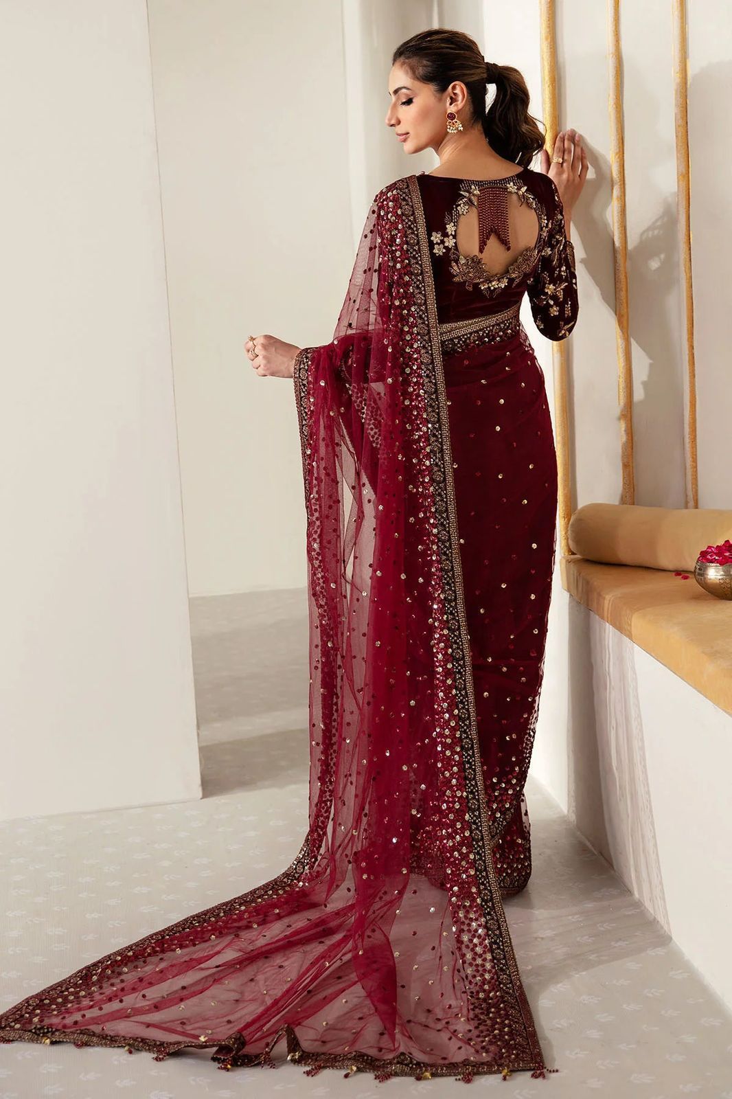 JAZMIN Inspired Velvet & Net Saree