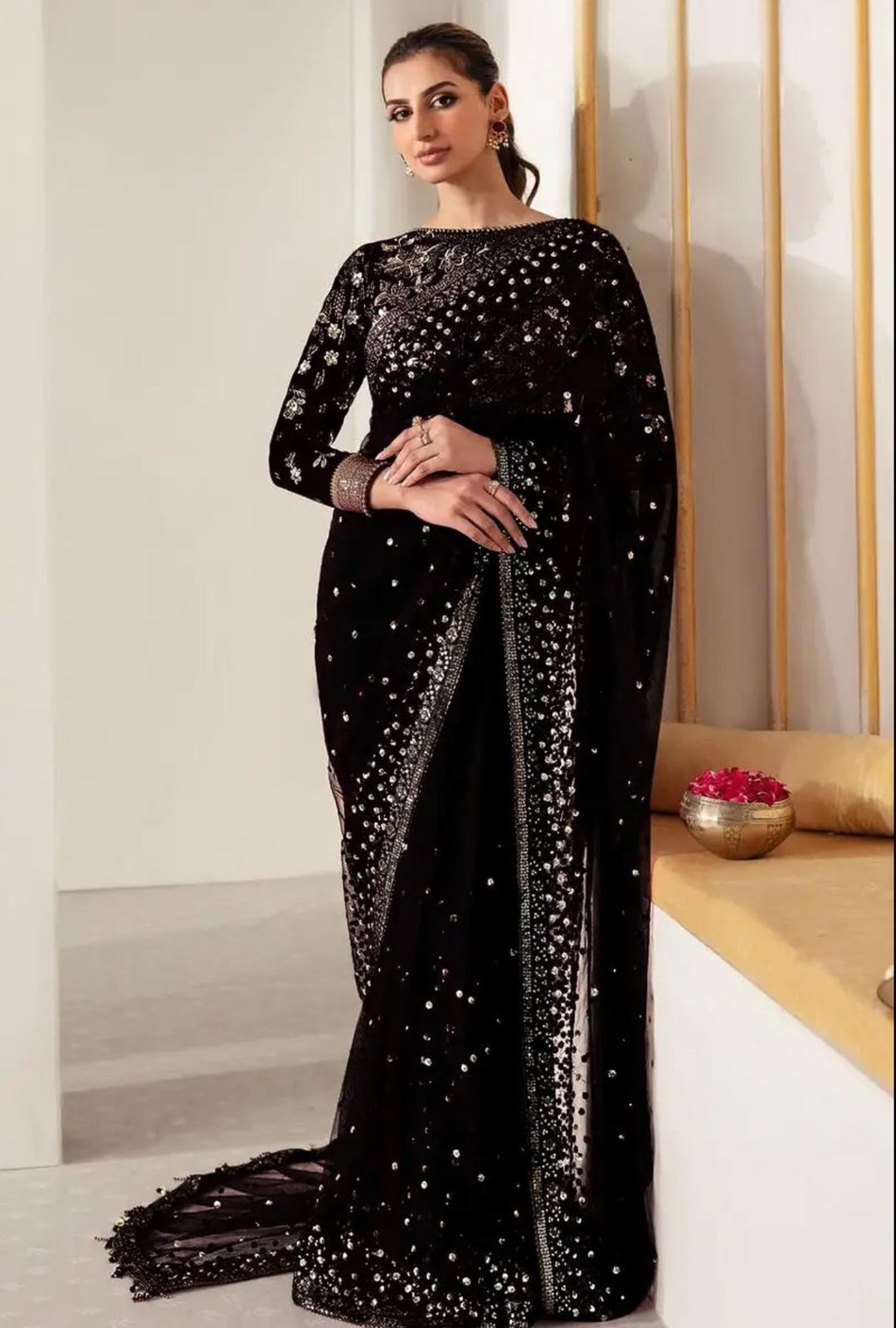 JAZMIN Inspired Velvet & Net Saree